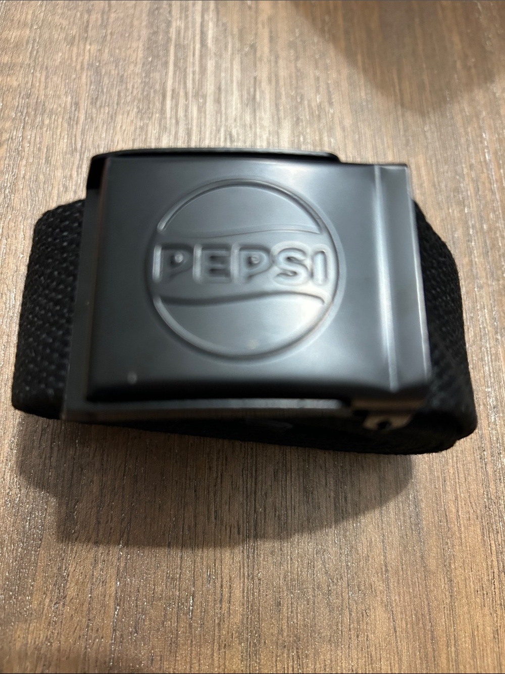 Pepsi Black Woven Belt with Embossed Logo Buckle